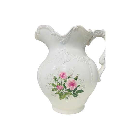 Vintage Ceramic Pitcher With Hand-Painted Floral Design By Carol - Picture 2 of 10